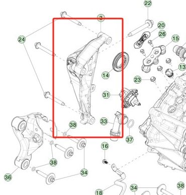 مجموعه نصب جلویی چپ تسلا مدل 3/Y آلیاژ آلومینیوم 35x15x15 سانتی‌متر