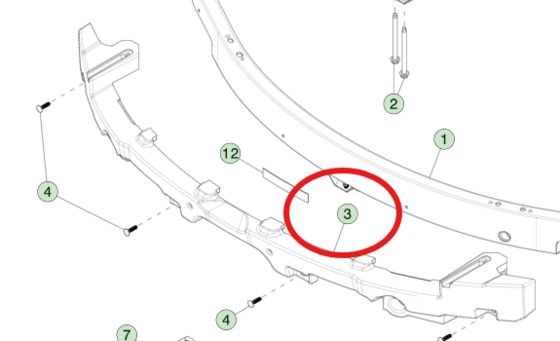 فوم ضربه‌گیر سپر برای تسلا مدل 3 (2023+) 1741046-00-F